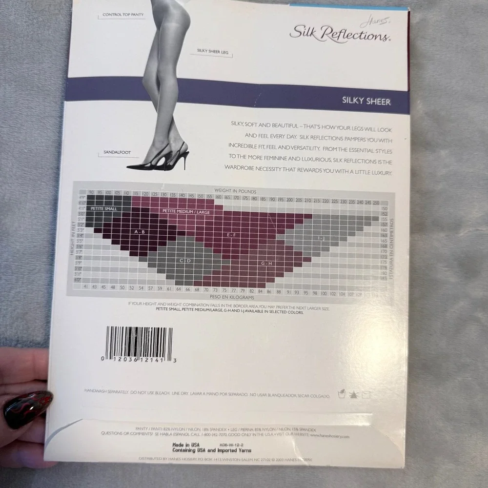 Vintage Hanes Silk Reflections 717 Pearl A/B Control Top Sandalfoot Pantyhose